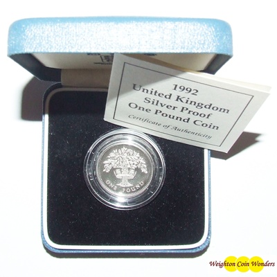1992 Silver Proof £1 - Click Image to Close